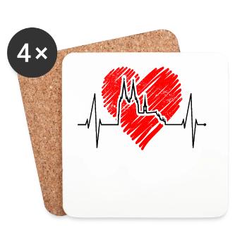 Cologne Skyline Heartbeat Heart Love Koelsch Koelner - Coasters (set of 4) - white - Front
