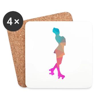 Conception abstraite de glace et de patins à roulettes - Dessous de verre (lot de 4) - blanc - Devant