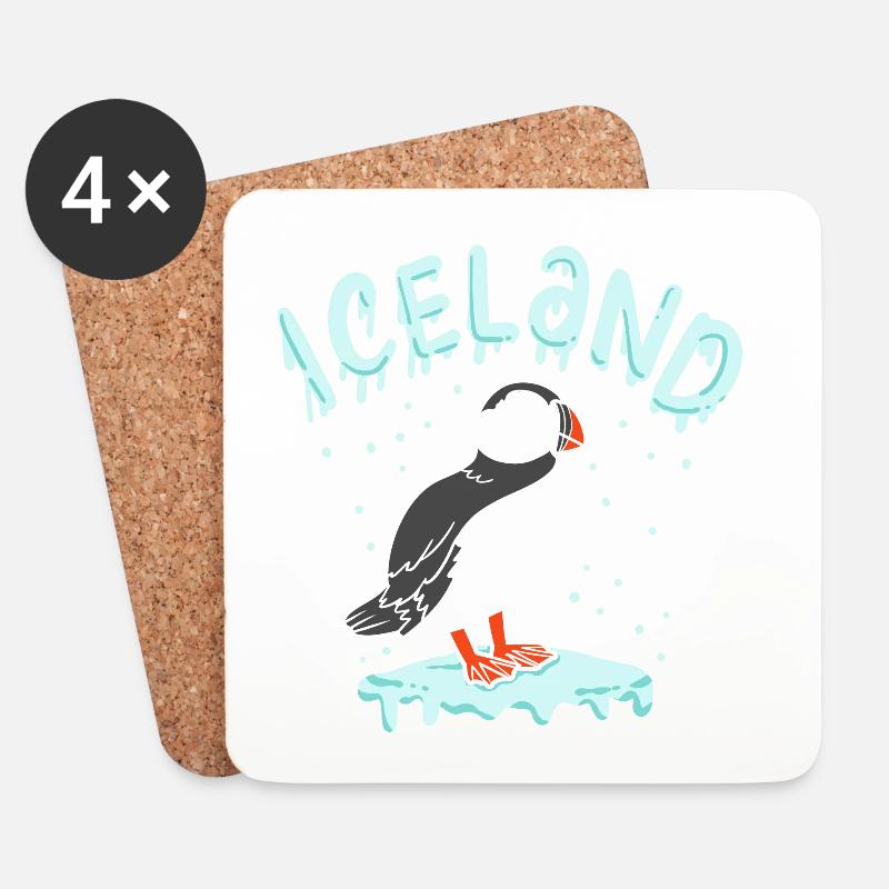Island Papageientaucher - Untersetzer (4er-Set) - Weiß