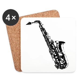 Saxophone - Musique - Orchestre - La musique c'est la vie - Dessous de verre (lot de 4) - blanc - Devant