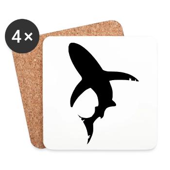 Silhouette de poisson requin - Dessous de verre (lot de 4) - blanc - Devant