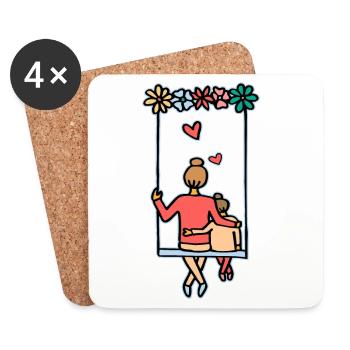 Love and security mother and daughter - Coasters (set of 4) - white - Front