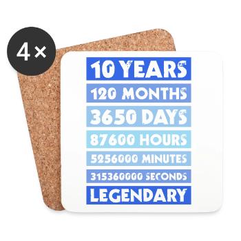 10 years birthday, anniversary, company, private - Coasters (set of 4) - white - Front