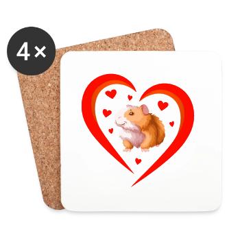 Heart with cute hamster - Coasters (set of 4) - white - Front
