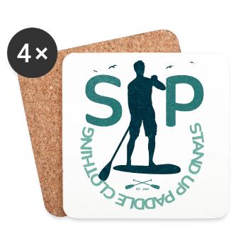 Stand Up Paddle – Clothing Logo - Untersetzer (4er-Set) - Weiß - Vorne
