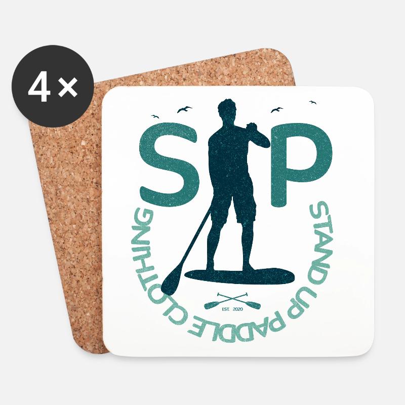 Stand Up Paddle – Clothing Logo - Untersetzer (4er-Set) - Weiß