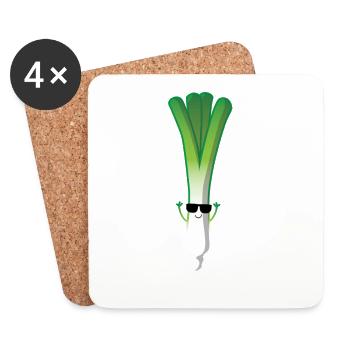 Leeks with sunglasses - Coasters (set of 4) - white - Front