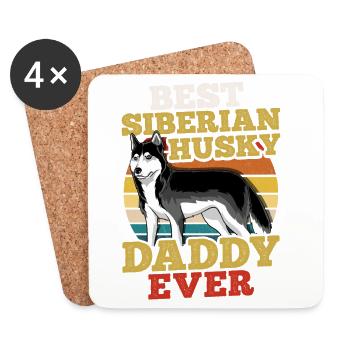Siberian Husky Retro - Untersetzer (4er-Set) - Weiß - Vorne