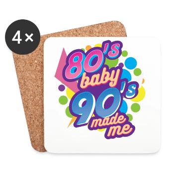 80er Jahre 90er Jahre - Untersetzer (4er-Set) - Weiß - Vorne