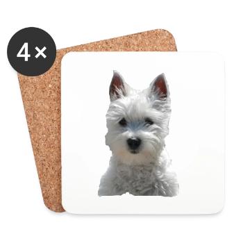Dog westi cute dogs small dog pet - Coasters (set of 4) - white - Front