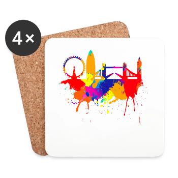 Londres Skyline Coloré couleurs Peinture Amour Angleterre - Dessous de verre (lot de 4) - blanc - Devant