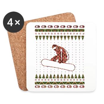 Snowboarder Snowboard Winter Weihnachten - Untersetzer (4er-Set) - Weiß - Vorne