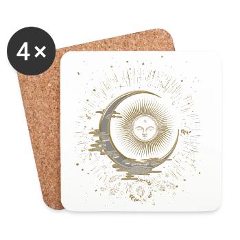 The sun and the moon with stars - Coasters (set of 4) - white - Front