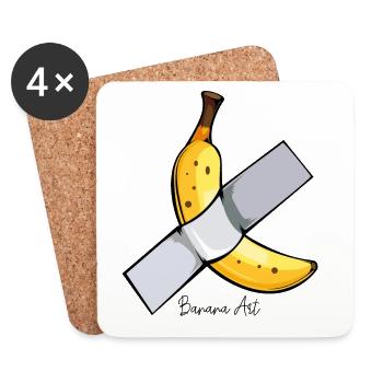Banana with bandage cross - Coasters (set of 4) - white - Front