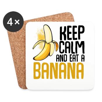 Banana Pop Art Schriftgrafik - Untersetzer (4er-Set) - Weiß - Vorne