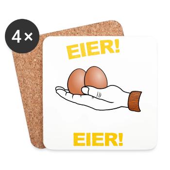 Eier, Klöten, Chochones, Hühnerei, Hoden, Sack - Untersetzer (4er-Set) - Weiß - Vorne