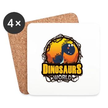 Coucher de soleil sur le monde des dinosaures - Dessous de verre (lot de 4) - blanc - Devant