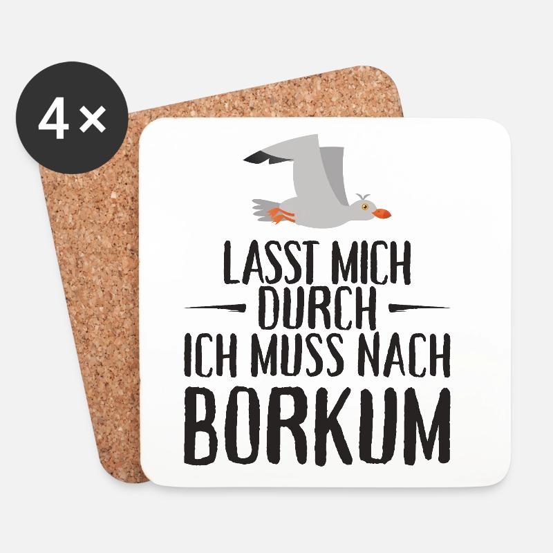 Lasst mich durch ich muss nach Borkum Möwe - Untersetzer (4er-Set) - Weiß