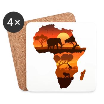 African Safari Map - Coasters (set of 4) - white - Front