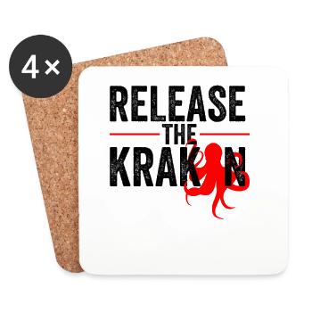 Release The Kraken Tintenfisch Rot Geschenk Spruch - Untersetzer (4er-Set) - Weiß - Vorne