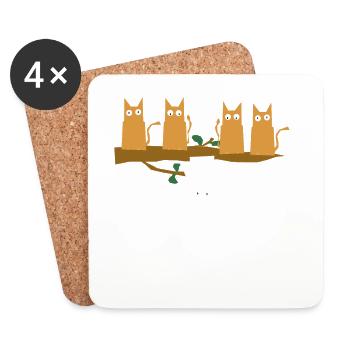 Be Different Funny Cats TShirt white cat - Coasters (set of 4) - white - Front