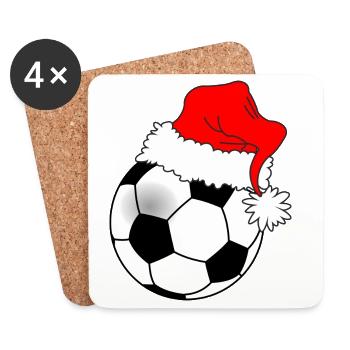 Soccer ball Christmas - Coasters (set of 4) - white - Front