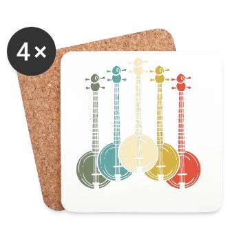 Joueur de banjo - Dessous de verre (lot de 4) - blanc - Devant