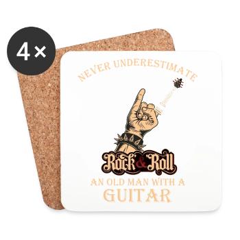 Never underestimate an old man with a Guitar - Coasters (set of 4) - white - Front