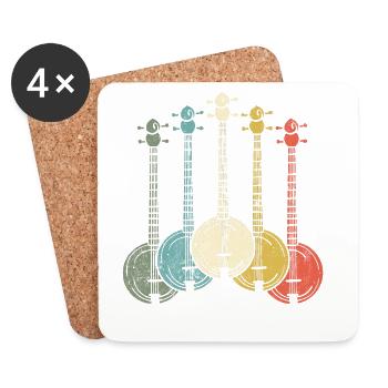 Joueur de banjo - Dessous de verre (lot de 4) - blanc - Devant