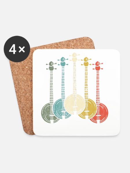 Banjo Banjo-Spieler - Untersetzer (4er-Set) - Weiß