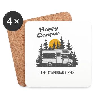 Camping-car, camping-car - Dessous de verre (lot de 4) - blanc - Devant