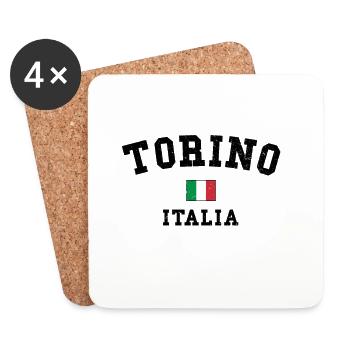 Torino Italy Flag Minimal Design - Coasters (set of 4) - white - Front