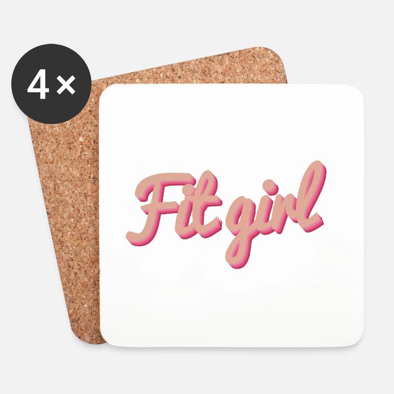 Fitgirl Rosa 3D Script - Untersetzer (4er-Set) - Weiß