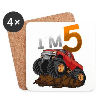 5ème anniversaire Monster Truck - Dessous de verre (lot de 4) - blanc - Devant