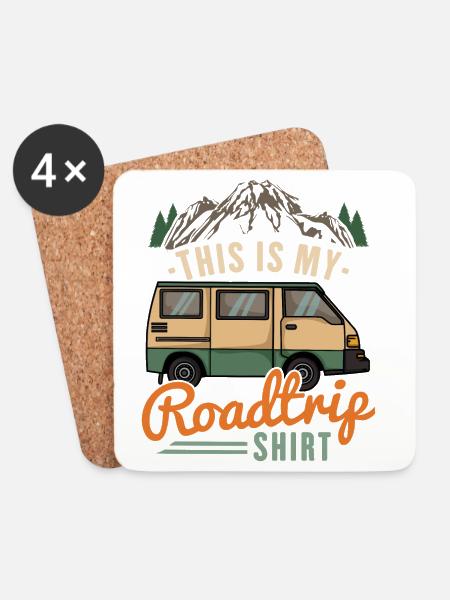 Motorhome Camping Road Trip - Coasters (set of 4) - white