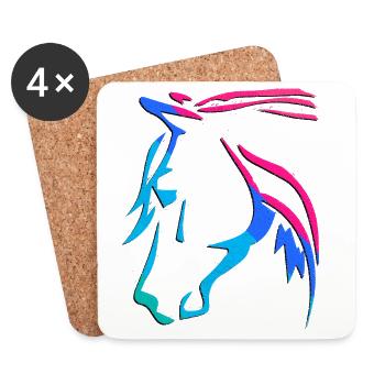 Riding - Rider - Equestrian sport - Cool horse's head - Coasters (set of 4) - white - Front