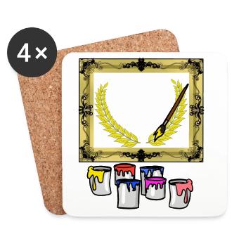 Art Art Academy Artiste Peinture au pinceau - Dessous de verre (lot de 4) - blanc - Devant
