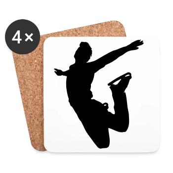Image d’ombre du patineur artistique sauteur - Dessous de verre (lot de 4) - blanc - Devant