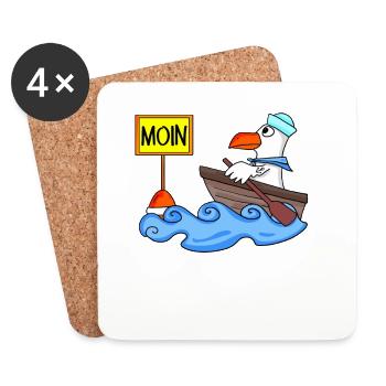 Moin Seemann Möwe Seemöwe Boot - Untersetzer (4er-Set) - Weiß - Vorne