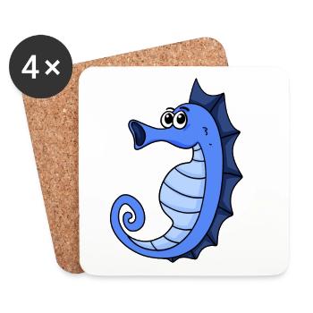 hippocampe - Dessous de verre (lot de 4) - blanc - Devant