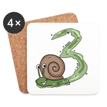 3rd birthday snail - 3 year old gift - Coasters (set of 4) - white - Front