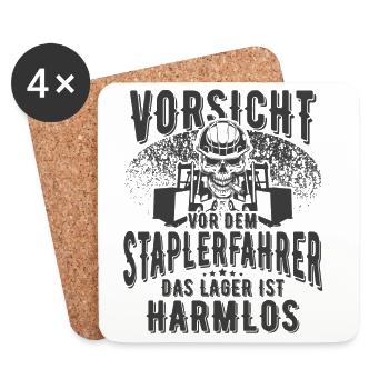 Staplerfahrer - Untersetzer (4er-Set) - Weiß - Vorne