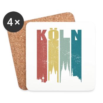 Cologne Skyline Cologne Cathedral Vintage Retro Koelsch Cologne - Coasters (set of 4) - white - Front