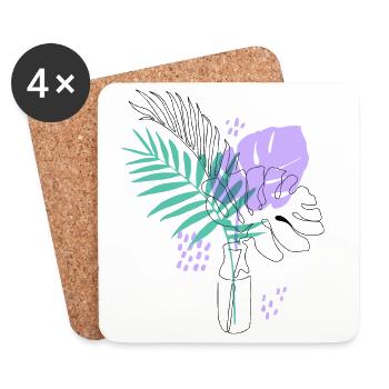 Artistic plant illustration - Coasters (set of 4) - white - Front