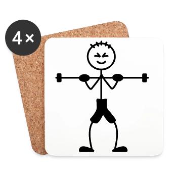 Weight training with a lot of weight - Coasters (set of 4) - white - Front