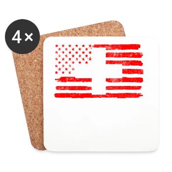 USA Flagge Schweiz - Untersetzer (4er-Set) - Weiß - Vorne