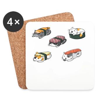 Sushi Katzen - Untersetzer (4er-Set) - Weiß - Vorne
