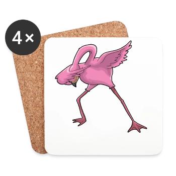 Flamingo Dabbing - Coasters (set of 4) - white - Front