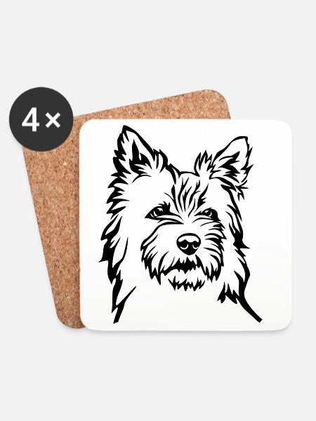 Cairn Terrier - Untersetzer (4er-Set) - Weiß