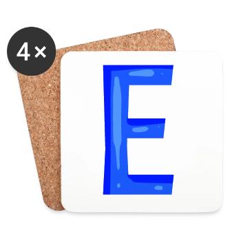 Letter E initial letter blue - Coasters (set of 4) - white - Front
